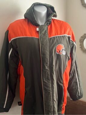 NFL Cleveland Browns Olive Green & Orange Puffer Jacket